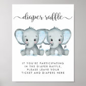 Dappere Raffle Elephant Twin Baby Boys Shower Poster (Voorkant)
