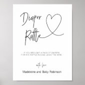 Dappere Raffle Sign for Baby shower Games Heart Poster (Voorkant)