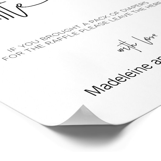 Dappere Raffle Sign for Baby shower Games Heart Poster (Hoek)