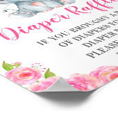 Dappere Raffle Sign Roze Elephant Baby Girl Shower Poster (Hoek)