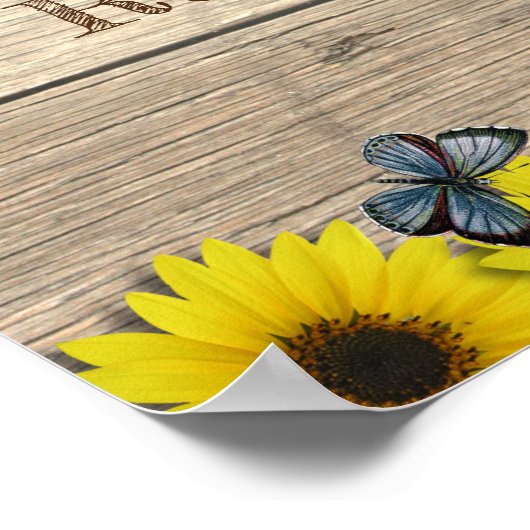 Dappere Raffle Table Rustic Sunflower Baby shower Poster (Hoek)