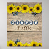 Dappere Raffle Table Rustic Sunflower Baby shower Poster (Voorkant)