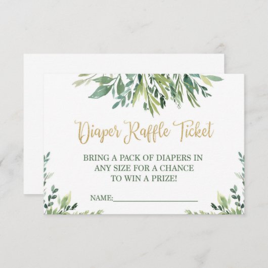 Dappere Raffle Ticket Greenery - Eenvoudige groene Kaart (Voorkant / Achterkant)