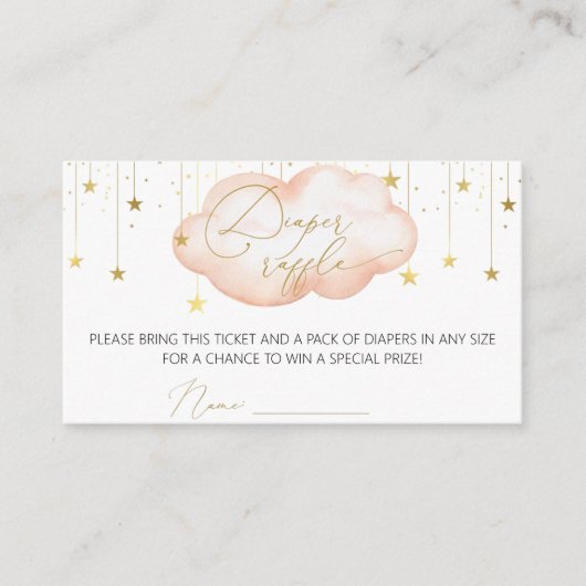 Dappere Raffle Ticket, Moon & Stars Pink Enclosure Informatiekaartje (Voorkant)