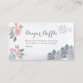 Dappere Raffle Winter Pink Floral Pine Trees Informatiekaartje