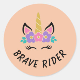 Dappere Ruiter Eenhoorn - Perzik Ronde Sticker