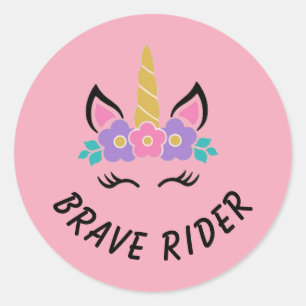 Dappere Ruiter Eenhoorn Roos Ronde Sticker