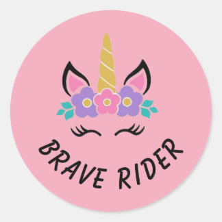 Dappere Ruiter Eenhoorn Roos Ronde Sticker