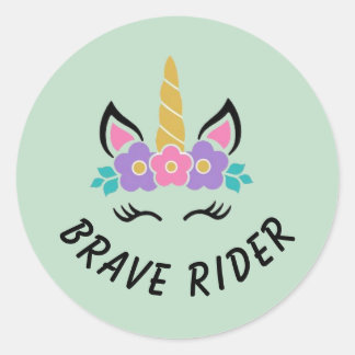Dappere Ruiter Eenhoorn Salie Groen Ronde Sticker