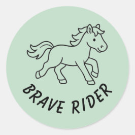 Dappere Ruiter Paard Salie Groen Ronde Sticker