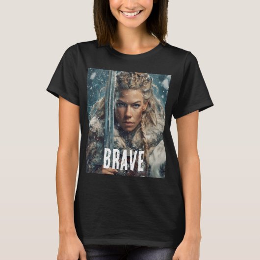 dappere Vikingvrouw  T-shirt (Voorkant)