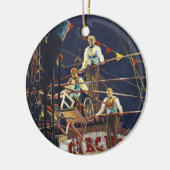 Dappere Vliegende Wallendas Trapezecircusact Keramisch Ornament (Links)