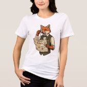 Dappere Vos Met Monocle En Kip Menu Tri-Blend Shirt (Voorkant)