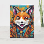 Dappere Vos – Whimsical Dierenkunst Kaart (Voorkant)