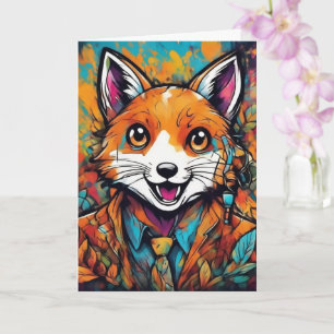 Dappere Vos – Whimsical Dierenkunst Kaart