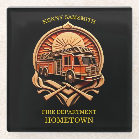 Dapperheid en toewijding brandweer glazen onderzetter (Voorkant)