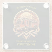 Dapperheid en toewijding brandweer glazen onderzetter (Achterkant)