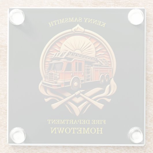 Dapperheid en toewijding brandweer glazen onderzetter (Achterkant)