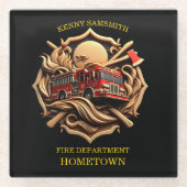 Dapperheid en toewijding brandweer glazen onderzetter (Voorkant)