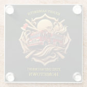 Dapperheid en toewijding brandweer glazen onderzetter (Achterkant)