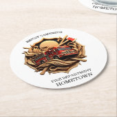 Dapperheid en toewijding brandweer ronde kartonnen onderzetter (Gebogen)