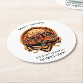 Dapperheid en toewijding brandweer ronde kartonnen onderzetter (Gebogen)