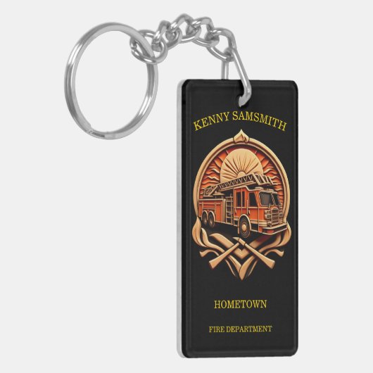 Dapperheid en toewijding brandweer sleutelhanger (Voorkant Links)
