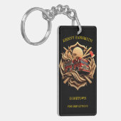 Dapperheid en toewijding brandweer sleutelhanger (Voorkant Links)