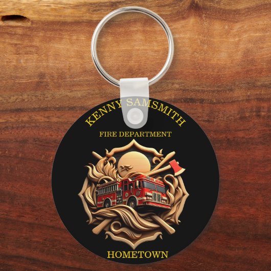 Dapperheid en toewijding brandweer sleutelhanger (Voorkant)