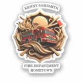 Dapperheid en toewijding brandweer sticker (Voorkant)
