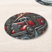 Dapperheid in de kunst van de brandweerwagen ronde kartonnen onderzetter (Gebogen)