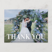 dapperse minuscule tekst bruiloft dank je creditca briefkaart (Voorkant)