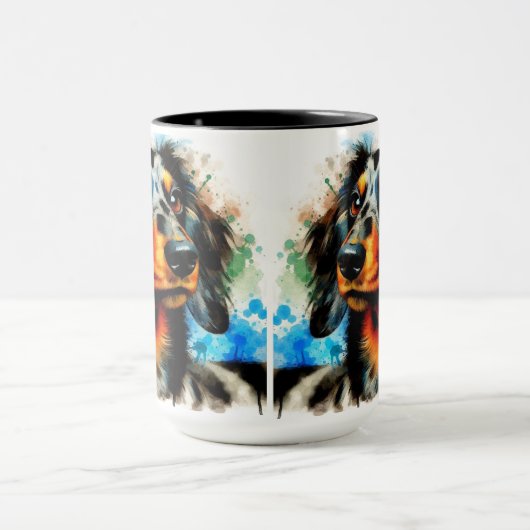 Dapple Dachshund Christmas Coffee Mok (Midden)