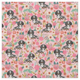 Dapple Dachshund  florals roze Stof