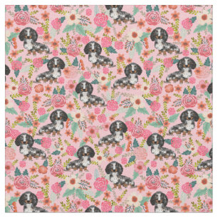 Dapple Dachshund florals roze Stof