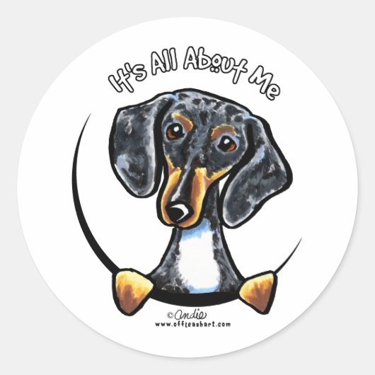 Dapple Dachshund heeft alles over mij Ronde Sticker (Voorkant)