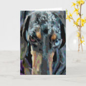 Dapple Dachshund Kaart (Gele Bloem)