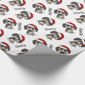 Dapple Dachshund Kerstmis Aangepaste Naam Leuke Ho Cadeaupapier (Hoek)
