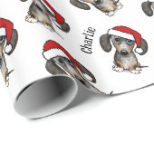 Dapple Dachshund Kerstmis Aangepaste Naam Leuke Ho Cadeaupapier (Rol Hoek)