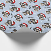 Dapple Dachshund Kerstmis Aangepaste Naam Leuke Ho Cadeaupapier (Hoek)