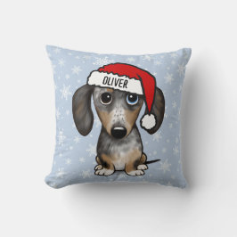 Dapple Dachshund Kerstmis Aangepaste Naam Leuke Ho Kussen
