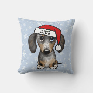 Dapple Dachshund Kerstmis Aangepaste Naam Leuke Ho Kussen