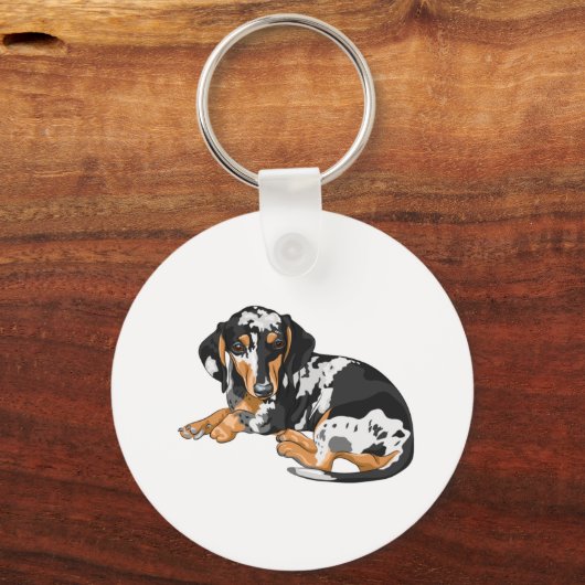 Dapple Dachshund Keyring Sleutelhanger (Voorkant)