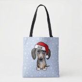 Dapple Dachshund Santa Schattige Wiener Dog Tote Bag (Voorkant)