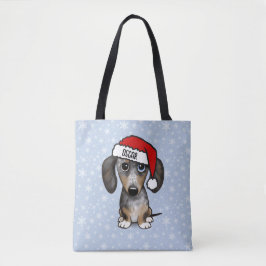 Dapple Dachshund Santa Schattige Wiener Dog Tote Bag