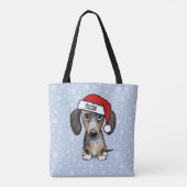 Dapple Dachshund Santa Schattige Wiener Dog Tote Bag (Achterkant)