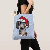 Dapple Dachshund Santa Schattige Wiener Dog Tote Bag (Dichtbij)