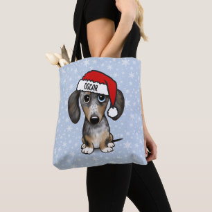Dapple Dachshund Santa Schattige Wiener Dog Tote Bag