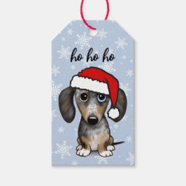 Dapple Dachshund Santa Schattige Wiener Hondenkers Cadeaulabel