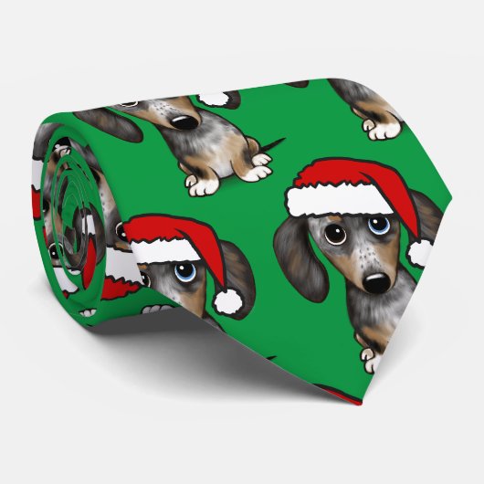 Dapple Dachshund Santa Wiener Hondenkerst Stropdas (Opgerold)